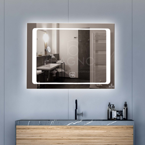 B BAGNO BML07 Multi LED Bathroom Mirror - Dimmable Touch Sensor Vanity Mirror with Anti-Fog, Frameless Design for Modern Grooming