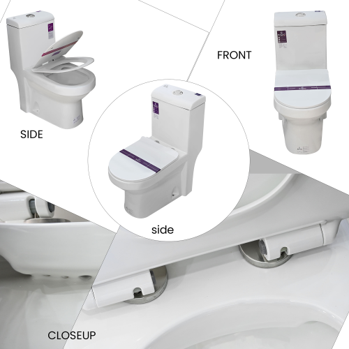 B BAGNO WC01 Rimless One-Piece Toilet - S-Trap Matt Black Water Closet with Dual Flush, Soft-Close Seat, 65x38x80cm